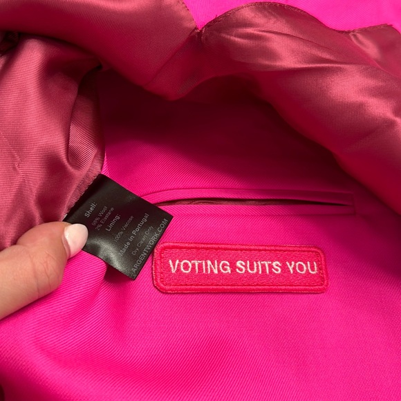 NWT Argent #VotingSuitsYou Blazer in Seasonless Wool Hot Pink - Picture 6 of 6